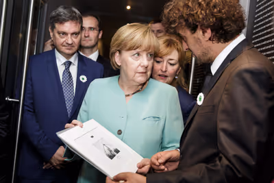 German Chancellor Angela Merkel visting the Gallery 11/07/95