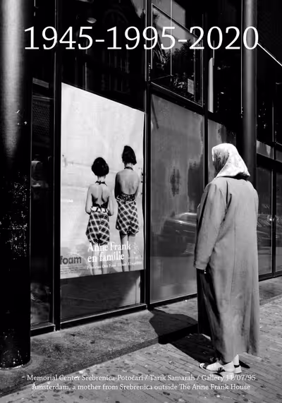 A photo-historical mise en abyme: mother of Srebrenica outside the Anne Frank House